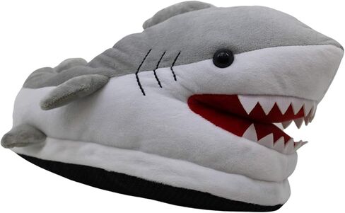 Generix geek Chomping Shark Plush Slippers, Grey/White, in Saudi Arabia