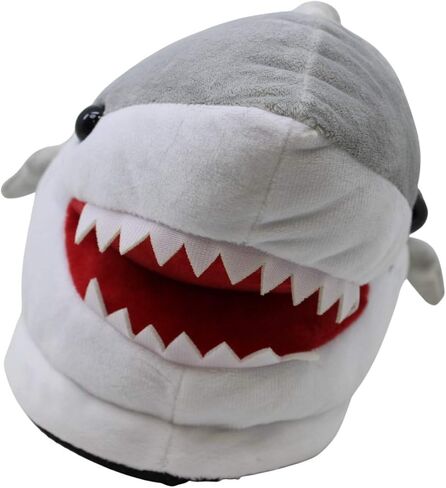 Generix geek Chomping Shark Plush Slippers, Grey/White, in Saudi Arabia