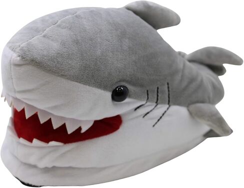 Generix geek Chomping Shark Plush Slippers, Grey/White, in Saudi Arabia