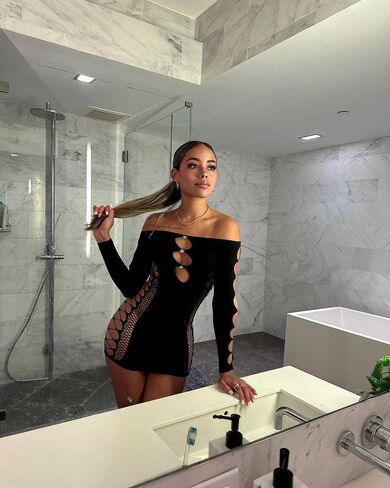 فستان ZileZile النسائي المثير بدون أكتاف شبكي مجوف للنادي قصير in Kuwait