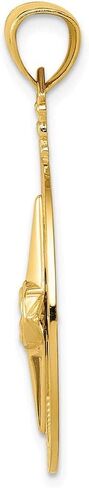 Solid 14k Yellow Gold Men's Diamond-cut Compass Brushed Matte Finish Pendant Charm 33mm in Saudi Arabia