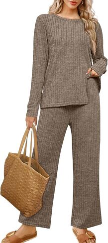 WIHOLL Womens Two Piece Outfits Lounge Sets Cozy Sweater Loungewear with Pockets in Kuwait