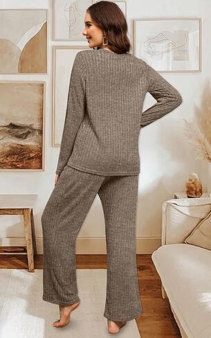 WIHOLL Womens Two Piece Outfits Lounge Sets Cozy Sweater Loungewear with Pockets in Kuwait