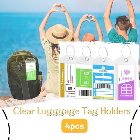 بطاقات أمتعة شفافة من Cruise Essentials لسفن الكرنفال 2023/Princess/Holland America/Celebrity/Royal Caribbean/NCL النرويجية/MSC يجب أن يكون لدى خط السفن، حقائب السفر وحاملات بطاقات الهوية البلاستيكية للسفر in Saudi Arabia