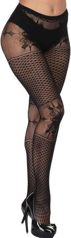 DOIAESKV Plus Size Womens Sexy Lace Patterned Tights Fishnet Floral Stockings High Waist Pantyhose for Girls Ladies 4 Pairs in Kuwait
