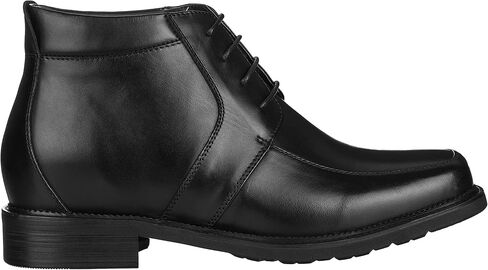 CALTO Men's Invisible Height Increasing Elevator Shoes - Black Premium Leather Lace-up Square-toe Ankle Boots - 3.2 Inches Taller - G9905 in Saudi Arabia