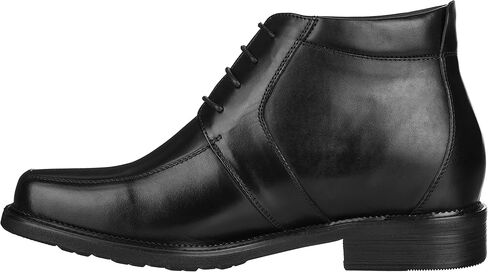 CALTO Men's Invisible Height Increasing Elevator Shoes - Black Premium Leather Lace-up Square-toe Ankle Boots - 3.2 Inches Taller - G9905 in Saudi Arabia