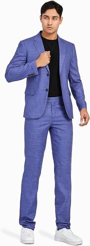 1PA1 بدلة رجالية بقصة ضيقة مكونة من قطعتين مع زرين، مجموعة بناطيل وسترة صلبة، بدلة رسمية لحفلات الزفاف والعمل للرجال... in Kuwait