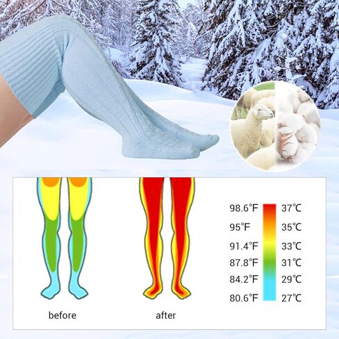 Wool Plus Size Thigh High Socks For Thick Thighs- Extra Long Womens Warm Cable Knit Over Knee Stockings Leg Warmers in Kuwait