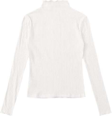 تي شيرت SweatyRocks نسائي كاجوال برقبة عالية وأكمام طويلة مضلع بقصة ضيقة ومخططة ومطاطة in Kuwait