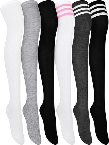 Motarto 6 Pairs Over Knee Thigh Socks Knee-High Warm Stocking Women Boot Sock Leg Warmer High Socks for Daily Wear, Cosplay in Kuwait