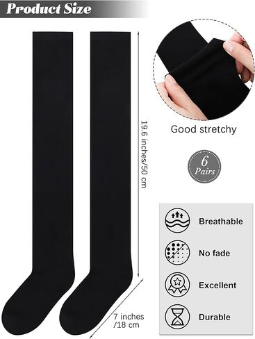 Motarto 6 Pairs Over Knee Thigh Socks Knee-High Warm Stocking Women Boot Sock Leg Warmer High Socks for Daily Wear, Cosplay in Kuwait