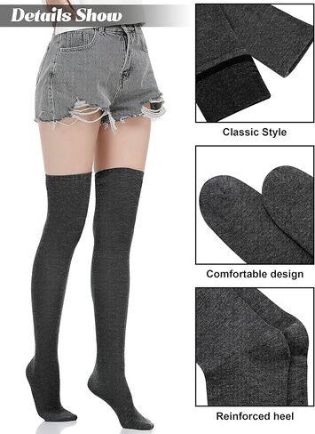 Motarto 6 Pairs Over Knee Thigh Socks Knee-High Warm Stocking Women Boot Sock Leg Warmer High Socks for Daily Wear, Cosplay in Kuwait