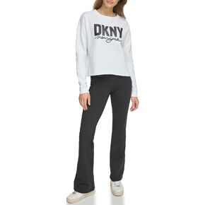 DKNY Women's Performance Raw Edge Glitter Script Logo Cropped