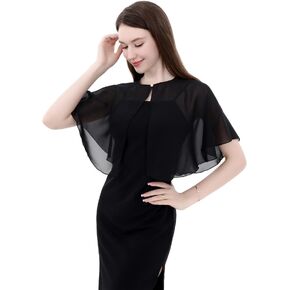 Women's Soft Chiffon Lace Capelets for Women Shawls and Wraps for Evening Dress Wedding Cape Bole Cover Up