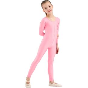 Kepblom Girls Scoop Neck Long Sleeve Unitard Bodysuit Dancewear For Child