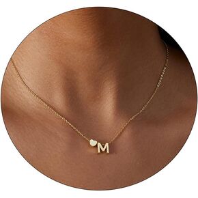 JECOMY Dainty Initial Necklaces for Women 14K Gold Plated Heart Letter Necklace Personalized Initial Heart Pendant Necklace Tiny Letter Name Necklaces Gift for Teen Girls