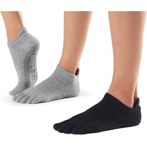 جوارب يوغا من toesox، حزمة متعددة من الجوارب منخفضة الارتفاع عند الأصابع - جوارب غير قابلة للانزلاق لليوجا البيلاتس