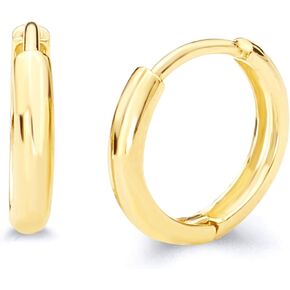 14k REAL Yellow OR White Gold 2mm Thickness Huggie Earrings (10 x 10 mm)
