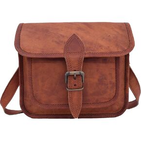 9 Inch Mini Vintage Leather Crossbody Sling Bag Teen Boys Girls Satchel Handbag Messenger Bags, Brown in Saudi Arabia