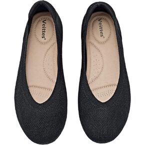 أحذية Veittes النسائية ذات العرض الواسع والأحذية المسطحة، أحذية باليه محبوكة بمقاس كبير قابلة للتنفس. in Kuwait