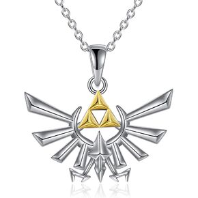 YFN Zelda Necklace Sterling Silver Triforce Pendant Zelda Jewelry Gifts for Men Women Boys Girls