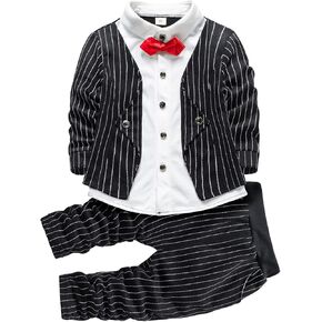 HZXVic Baby Boys Gentleman Outfits Suits,Toddler Boy Clothes Formal,Kids Dress Shirt+Bow Ties+Pants Set