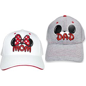 Disney Set Mickey & Minnie Hats Baseball Cap Men's Women's 2 Pack (White MOM & Grey DAD) in Saudi Arabia