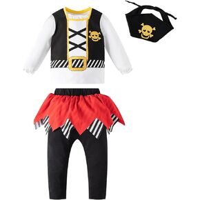 Fantasy Era 3 قطع للأطفال الصغار البنات أزياء قرصان الهالوين تنورة مخططة ملابس لعب الأدوار in Kuwait