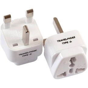 2 Pack UK Travel Adapter for Type G Plug - Works with Electrical Outlets in United Kingdom, Hong Kong, Ireland, Great Britain, Scotland, England, London, Dublin & More in Saudi Arabia