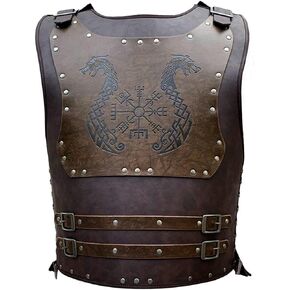 الفايكنج الجلود درع المحارب الصدر درع الكتف بولي سترة سترة جلدية القرون الوسطى الفايكنج لوحة الثدي LARP تأثيري حفلة الهالوين in Kuwait