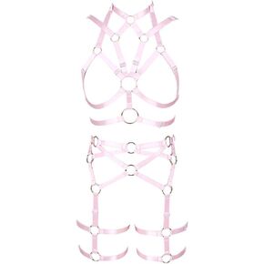 MAMOHSS المرأة كامل الجسم تسخير حمالات الصدر حزام المحاصيل القمم الشرير القوطية الرباط أحزمة مجموعة الملابس الداخلية مهرجان ملابس الهذيان in Kuwait