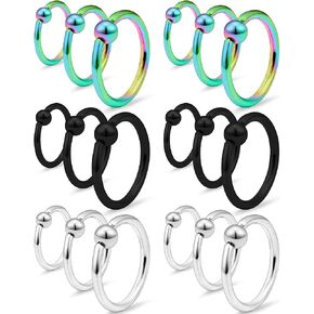 SCERRING 16G Captive Bead Piercing Ring Stainless Steel Nose Hoop Rings Eyebrow Lip Ear Tragus Septum Piercing Jewelry Hanger Retainer 6-16mm 18-36PCS in Saudi Arabia