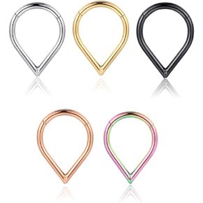 Teardrop Septum Ring Set 316 Stainless Steel Hinged Moon Daith Piercing Jewelry Segment Clicker Rook Snug Tragus Cartilage Hoop Earring 16g in Saudi Arabia