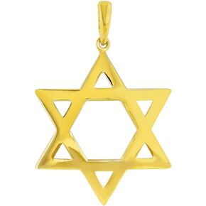 14k Yellow Gold Medium Star of David Pendant with High Polish in Saudi Arabia