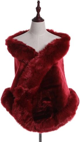 معطف Amore Bridal نسائي فاخر من الفرو الصناعي شال الملتف من أجل الشتاء in Kuwait