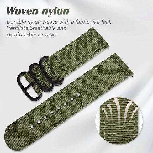 uEmoh Watch Straps, Quick Release Nylon Watch Bands for Men Women, Watch Bands of Multiple Colors & Width(18mm, 20mm, 22mm) in Kuwait