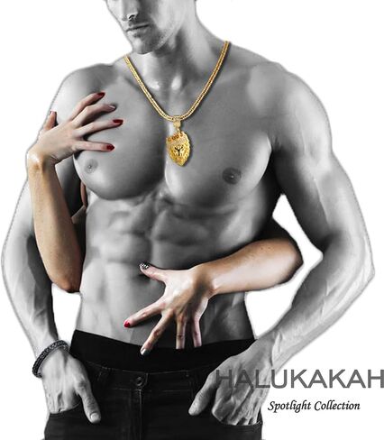 Halukakah Gold Chain for Men Necklace 18k Real Gold Plated Fully Iced Out Crown Lion Pendant Lab Diamonds Prong Set with Sharktail Chain 30",Designed Goldfoil Giftbox in Kuwait