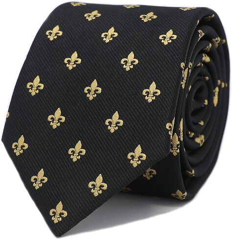 ربطة عنق سوداء بنمط MENDEPOT Gold Fleur De Lis مع ربطة عنق بنمط Box Fleur De Lis in Saudi Arabia