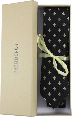 ربطة عنق سوداء بنمط MENDEPOT Gold Fleur De Lis مع ربطة عنق بنمط Box Fleur De Lis in Saudi Arabia