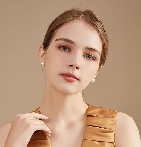 اقراط مرصعة باللؤلؤ للنساء والفتيات، 3 ازواج من الفضة الاسترلينية عيار 925 مع عمود صغير من اللؤلؤ لا يسبب الحساسية، مجموعة مجوهرات لعيد الميلاد والذكرى السنوية وعيد الحب in Kuwait