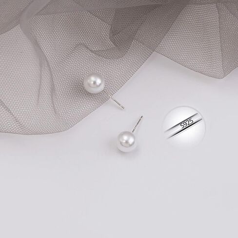 اقراط مرصعة باللؤلؤ للنساء والفتيات، 3 ازواج من الفضة الاسترلينية عيار 925 مع عمود صغير من اللؤلؤ لا يسبب الحساسية، مجموعة مجوهرات لعيد الميلاد والذكرى السنوية وعيد الحب in Kuwait