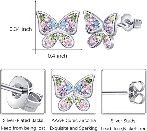 Butterfly Earrings for Girls Women Hypoallergenic Crystal Stud Earrings for Daughter Granddaughter Niece in Saudi Arabia