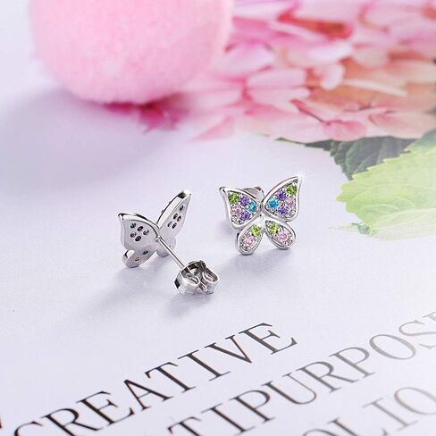 Butterfly Earrings for Girls Women Hypoallergenic Crystal Stud Earrings for Daughter Granddaughter Niece in Saudi Arabia