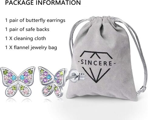 Butterfly Earrings for Girls Women Hypoallergenic Crystal Stud Earrings for Daughter Granddaughter Niece in Saudi Arabia