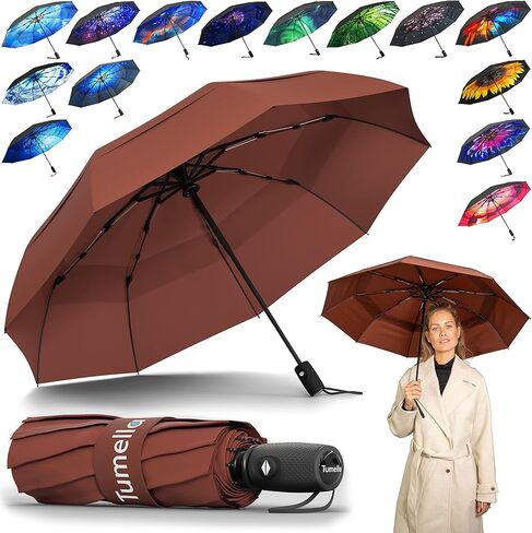 TUMELLA UltraV7 Umbrella, 1 Windproof Travel Umbrella [Superior, Beautiful, Light & Unbreakable], 2023 Anti-Flip & Ultra-Flex Tech, Compact in Kuwait