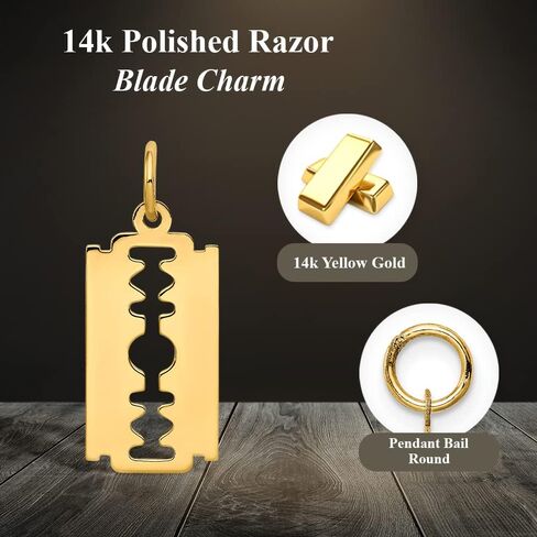 Auriga Fine Jewelry 14k Yellow Gold Polished Razor Blade Pendant for Men (L- 25 mm, W- 12 mm) in Saudi Arabia