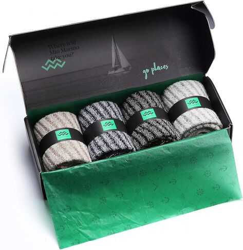 جوارب Mio Marino النسائية الصوفية الدافئة - جوارب محبوكة سميكة وناعمة - 4 عبوات - صندوق هدايا in Kuwait