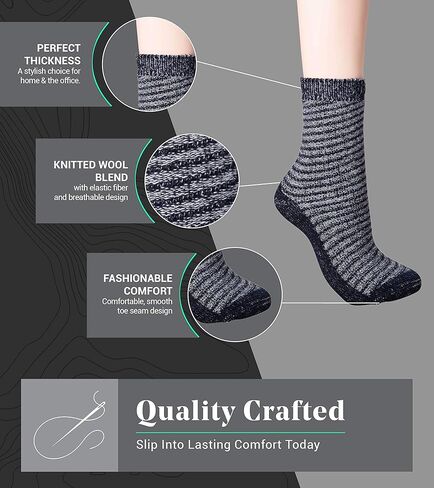 جوارب Mio Marino النسائية الصوفية الدافئة - جوارب محبوكة سميكة وناعمة - 4 عبوات - صندوق هدايا in Kuwait