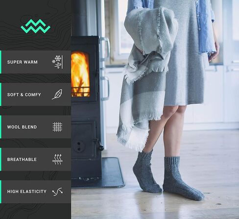 جوارب Mio Marino النسائية الصوفية الدافئة - جوارب محبوكة سميكة وناعمة - 4 عبوات - صندوق هدايا in Kuwait